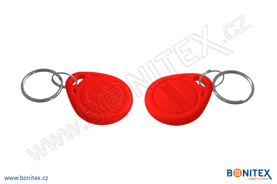 Klíčenka-ABS-35x28-tl.6mm-s RFID-13,56 MHz-červená-botinex