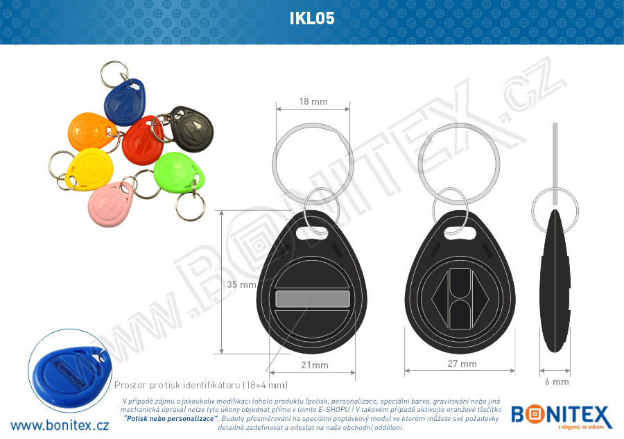 Klíčenka-ABS-35x28-tl.6mm-s RFID-13,56 MHz-černá-botinex