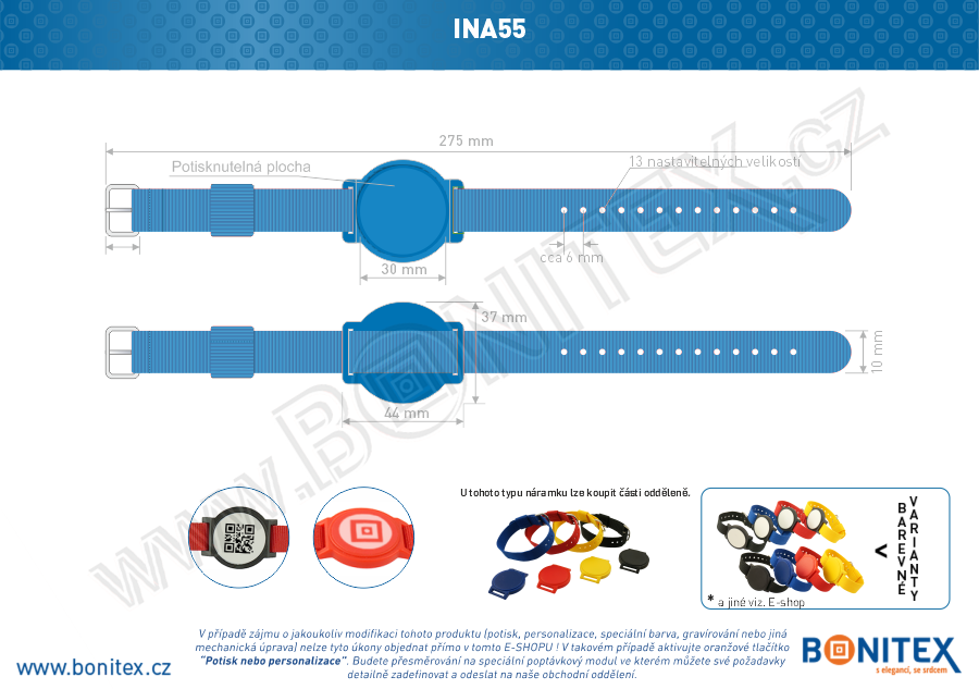 Náramek-nylon-255-265x16mm,kov.spona 1-s RFID-13,56 MHz-modrý/č.modrý-botinex