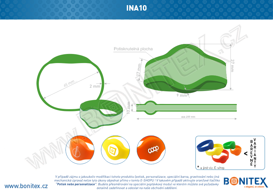 Náramek-silikon-kruh,pr.65mm-s RFID-13,56 MHz-zelený-botinex