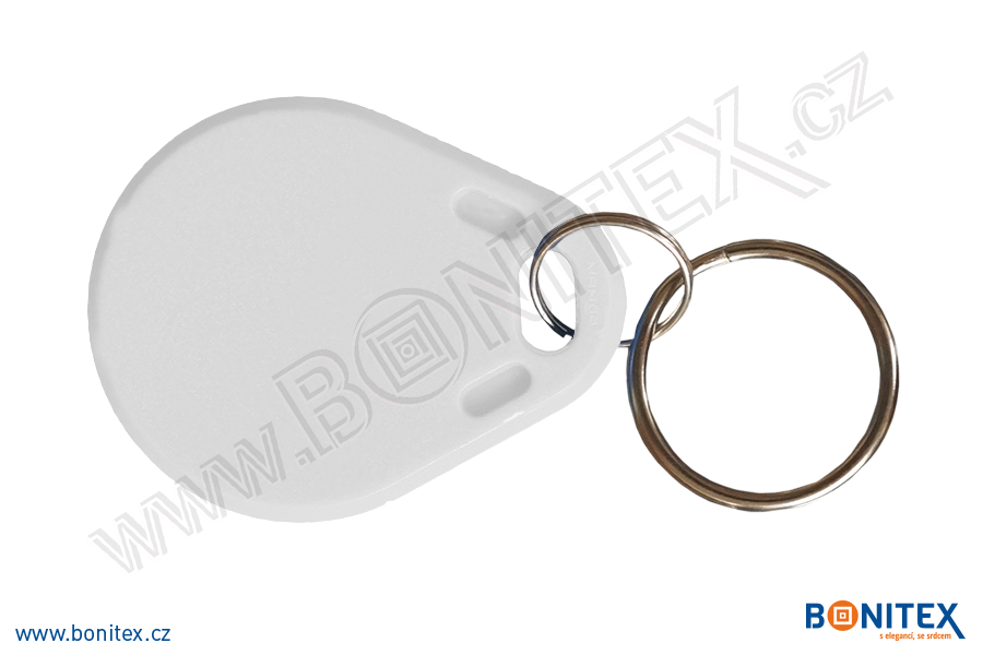 Klíčenka-ABS-40x32-tl.4,2mm-s RFID-13,56 MHz-bílá-botinex