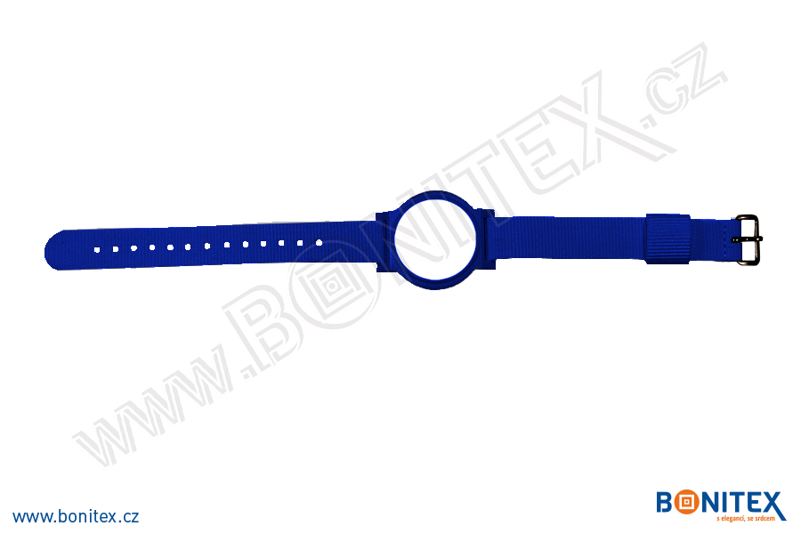 Náramek-nylon-255-265x16mm,kov.spona 1-s RFID-13,56 MHz-modrý/č.modro-bílý-botinex