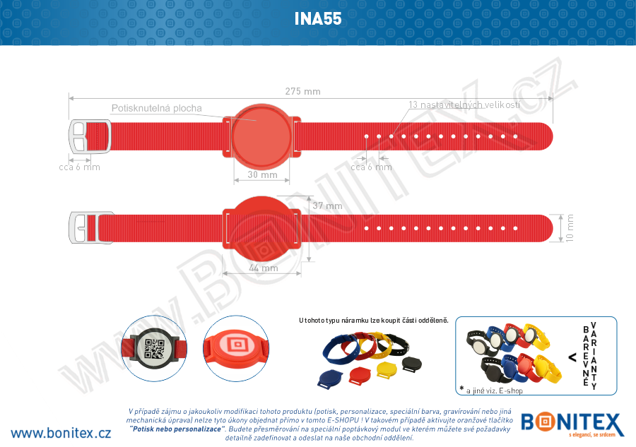 Náramek-nylon-255-265x15mm,kov.spona 2-s RFID-13,56 MHz-červený/č.červený-botinex