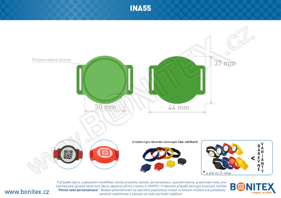 Náramek-nylon-INA55-samostatné tělo s čipem-s RFID-13,56 MHz-zelený-botinex