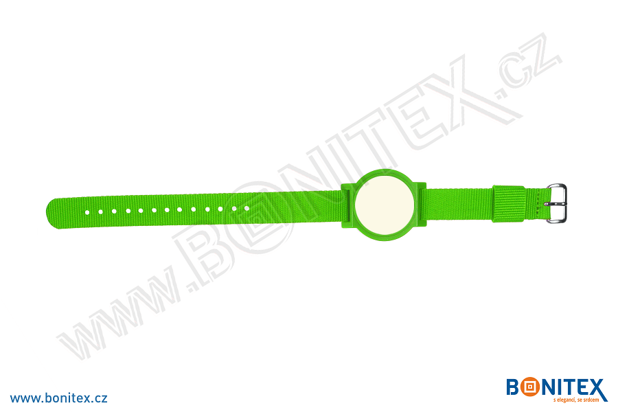 Náramek-nylon-255-265x16mm,kov.spona 1-s RFID-13,56 MHz-zelený/č.zeleno-bílý-botinex