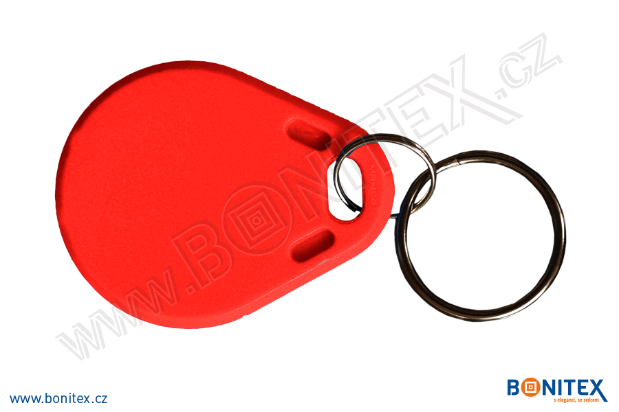 Klíčenka-ABS-40x32-tl.4,2mm-s RFID-13,56 MHz-červená-botinex