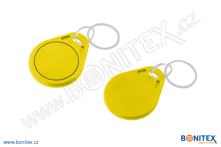 Klíčenka-ABS-40x32-tl.4,2mm-s RFID-13,56 MHz-žlutá-botinex