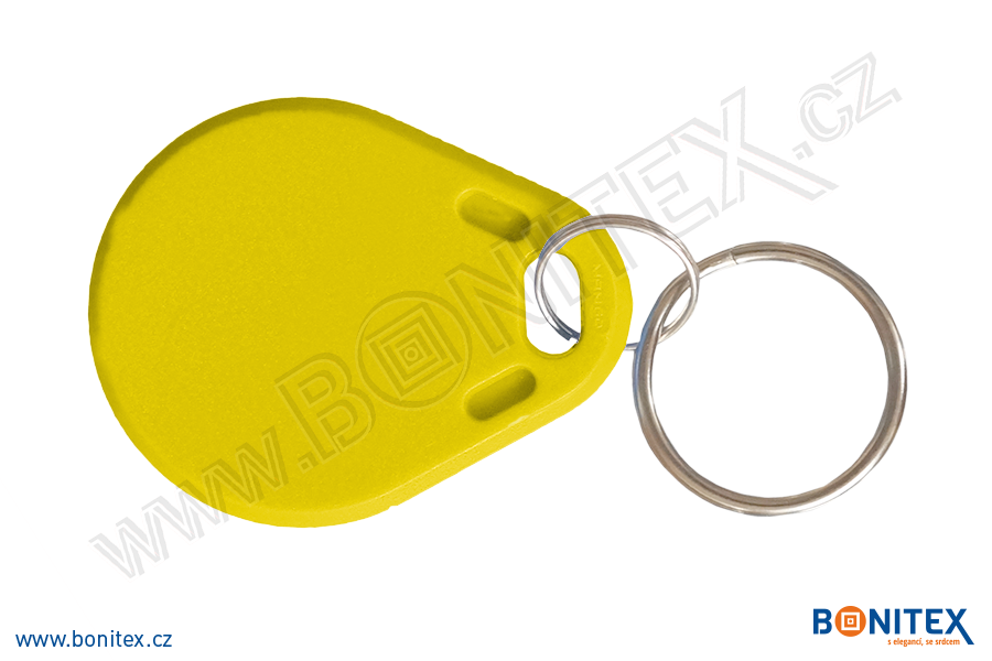 Klíčenka-ABS-40x32-tl.4,2mm-s RFID-13,56 MHz-žlutá-botinex