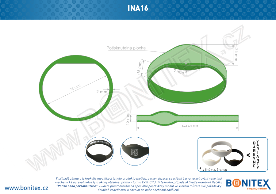 Náramek-silikon-kruh,pr.74mm-s RFID-13,56 MHz-zelený-botinex