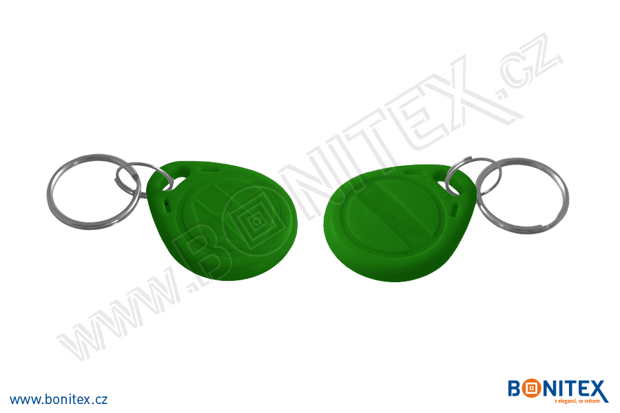 Klíčenka-ABS-35x28-tl.6mm-s RFID-13,56 MHz-zelená,tm.-botinex