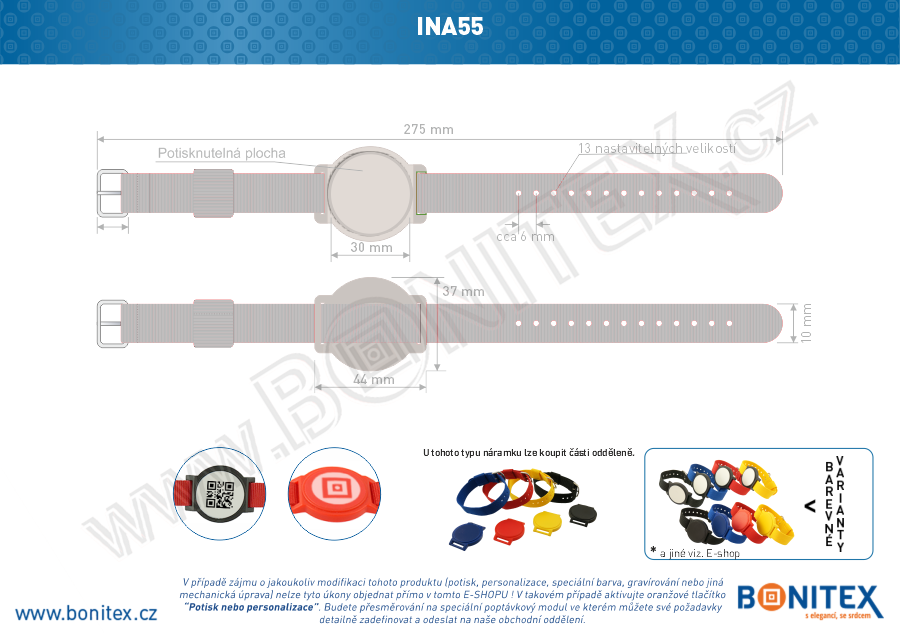 Náramek-nylon-255-265x16mm,kov.spona 1-s RFID-13,56 MHz-bílý/č.bílý-botinex