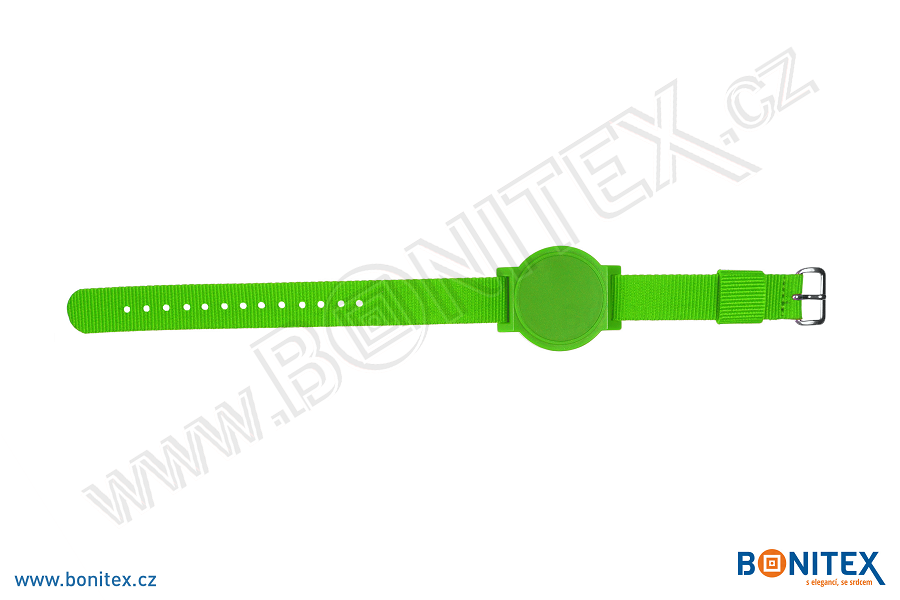 Náramek-nylon-255-265x16mm,kov.spona 1-s RFID-13,56 MHz-zelený/č.zelený-botinex