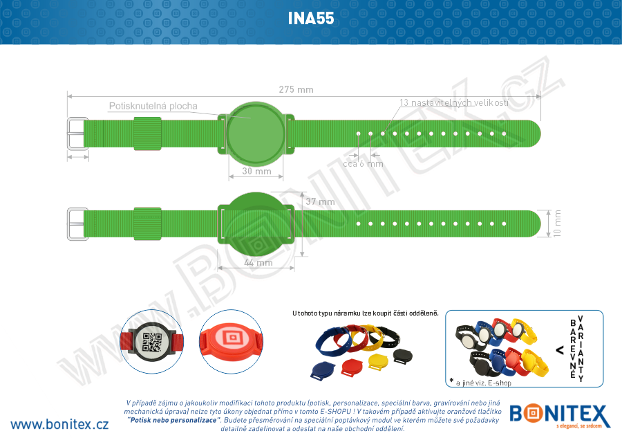Náramek-nylon-255-265x16mm,kov.spona 1-s RFID-13,56 MHz-zelený/č.zelený-botinex