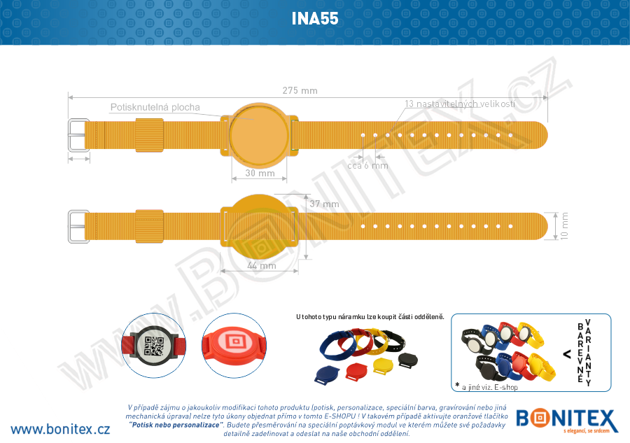 Náramek-nylon-255-265x16mm,kov.spona 1-s RFID-13,56 MHz-oranžový/č.oranžový-botinex