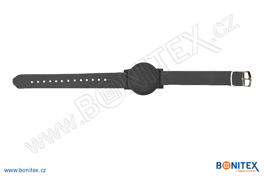 Náramek-nylon-255-265x15mm,kov.spona 2-s RFID-125 kHz-černý/č.černý-botinex