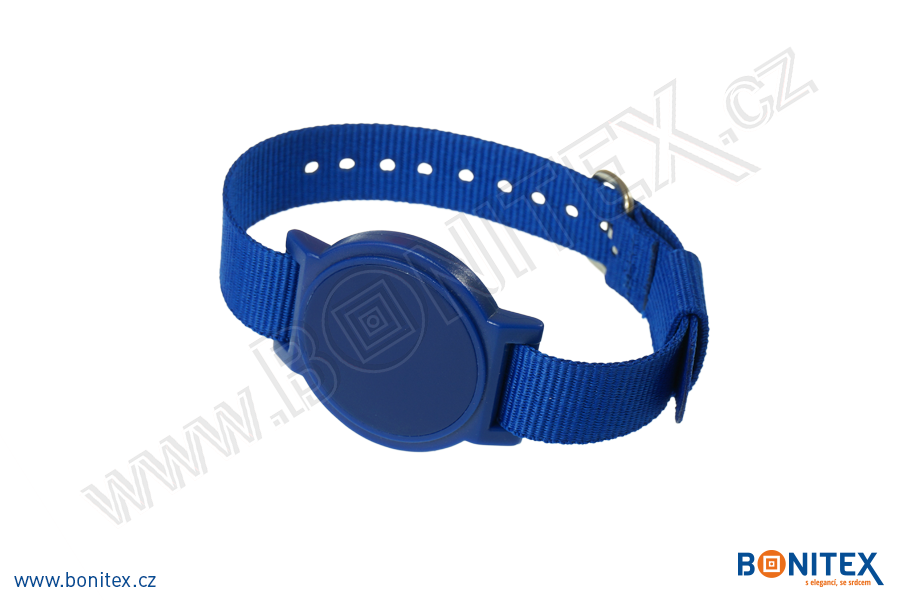 Nylonový náramek 255-265x16mm, kovová spona 1, s RFID 13,56 MHz, modrý/č.modrý-botinex