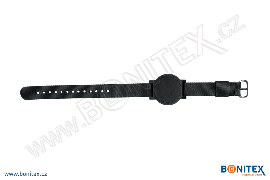 Náramek-nylon-255-265x16mm,kov.spona 1-s RFID-13,56 MHz-černý/č.černý-botinex