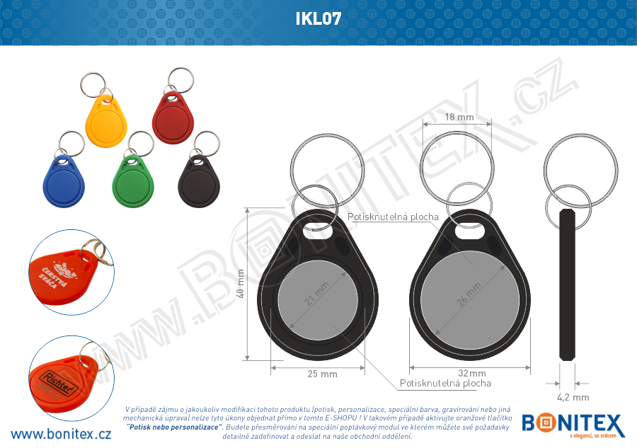 Klíčenka-ABS-40x32-tl.4,2mm-s RFID-13,56 MHz-černá-botinex