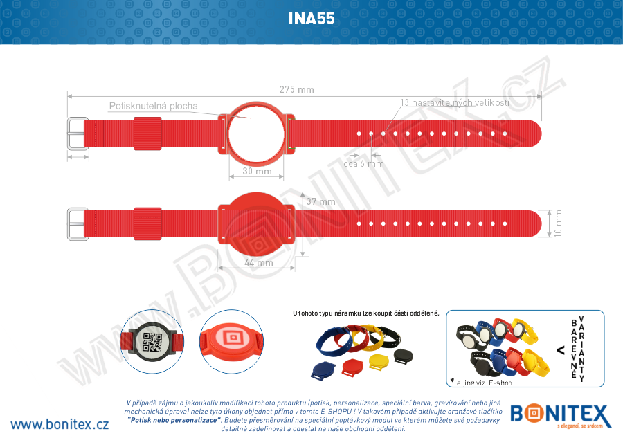 Náramek-nylon-255-265x16mm,kov.spona 1-s RFID-13,56 MHz-červený/č.červeno-bílý-botinex