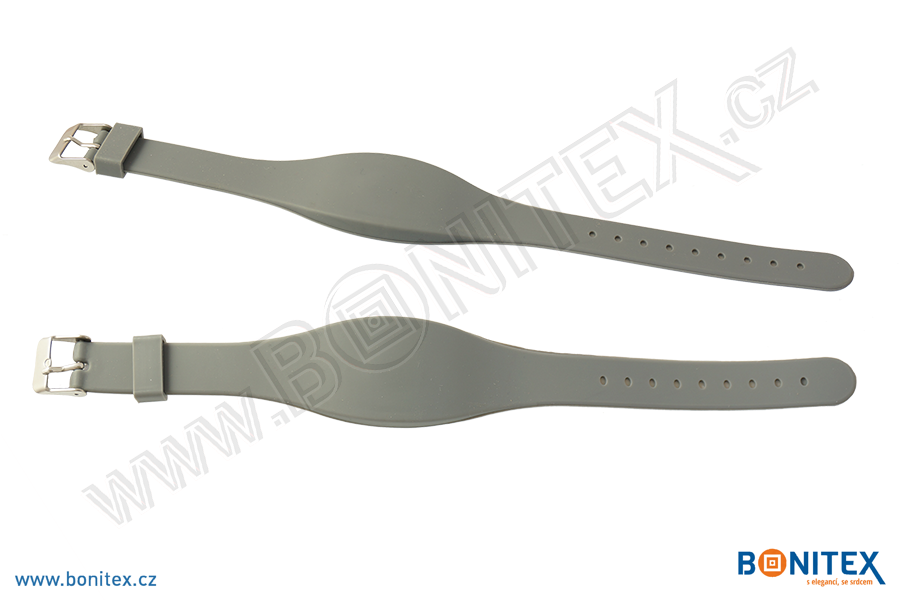 Náramek-silikon-255x17/34mm,kov.spona-s  RFID-13,56 kHz-šedý-botinex