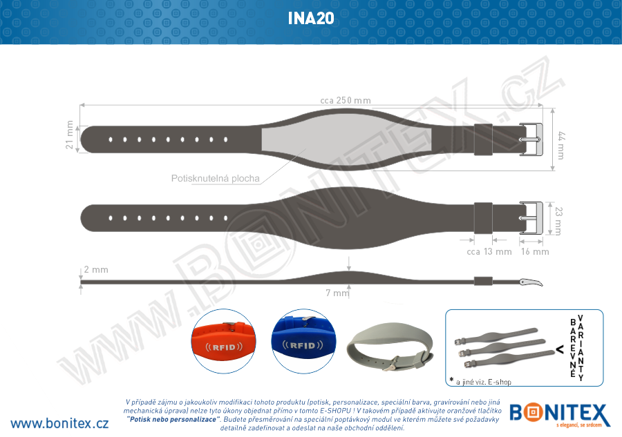 Náramek-silikon-255x17/34mm,kov.spona-s  RFID-13,56 kHz-šedý-botinex