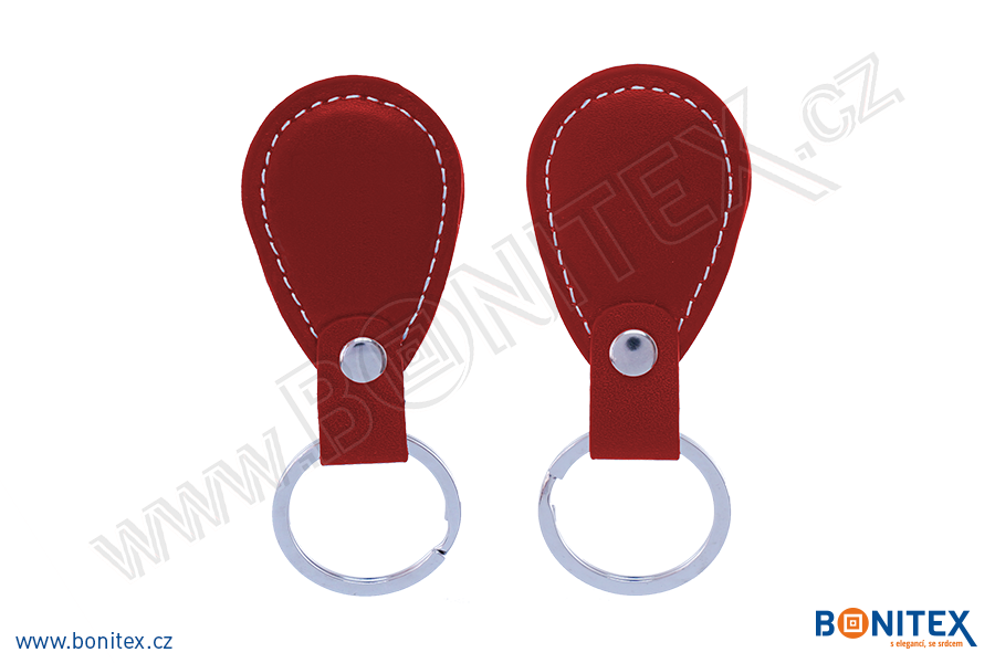 Kožená klíčenka 68x36mm s RFID 13,56 MHz, červená-botinex