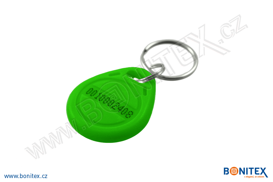Klíčenka-ABS-35x28-tl.6mm-s RFID-125 kHz-zelená+UID DEC-5B-botinex