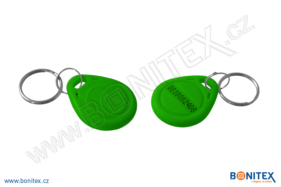 Klíčenka-ABS-35x28-tl.6mm-s RFID-125 kHz-zelená+UID DEC-5B-botinex