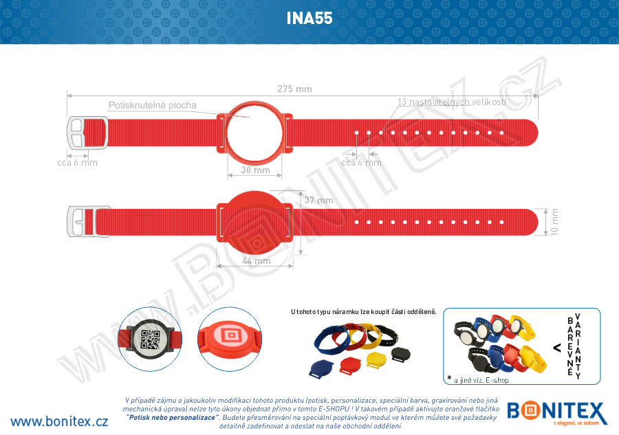 Náramek-nylon-255-265x15mm,kov.spona 2-s RFID-125 kHz-červený/č.červeno-bílý-botinex