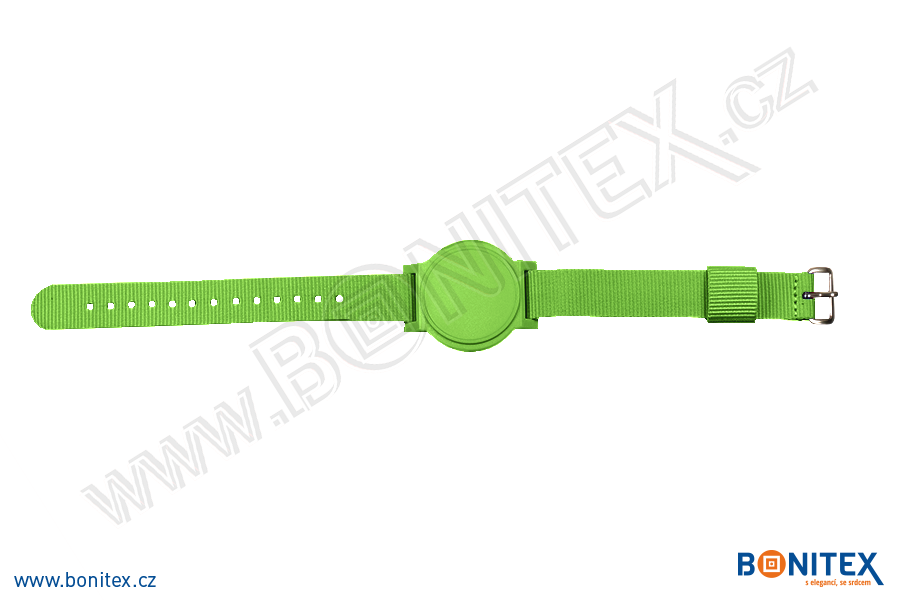 Náramek-nylon-255-265x16mm,kov.spona 1-s RFID-125 kHz-zelený/č.zelený-botinex