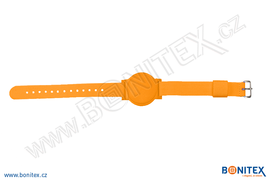 Náramek-nylon-255-265x16mm,kov.spona 1-s RFID-125 kHz-oranžový/č.oranžový-botinex