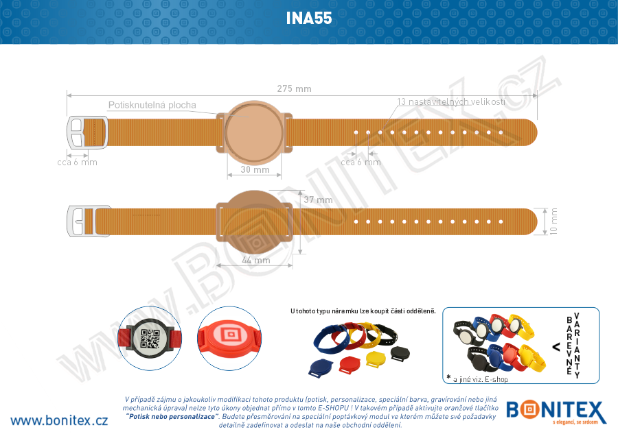 Náramek-nylon-255-265x15mm,kov.spona 2-s RFID-125 kHz-hnědý/č.hnědý-botinex