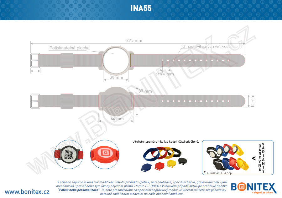 Náramek-nylon-255-265x15mm,kov.spona 2-s RFID-13,56 MHz-bílý/č.bílý-botinex