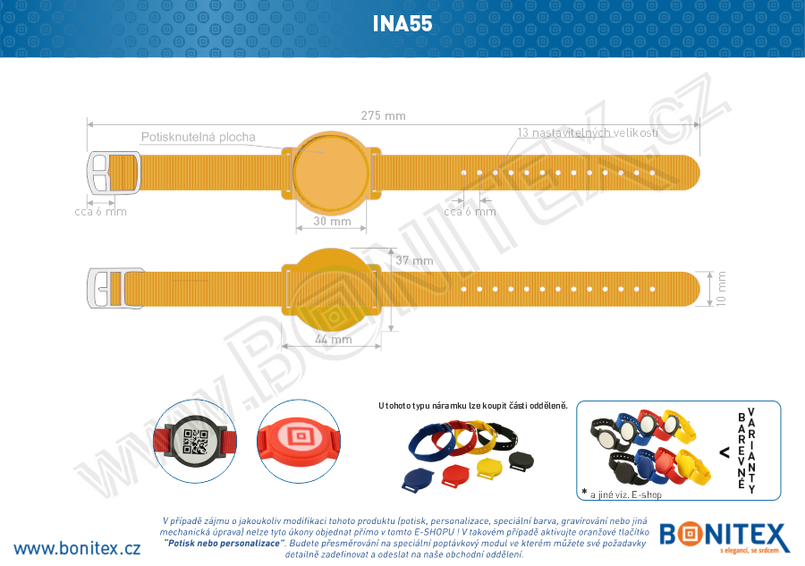 Náramek-nylon-255-265x15mm,kov.spona 2-s RFID-13,56 MHz-oranžový/č.oranžový-botinex