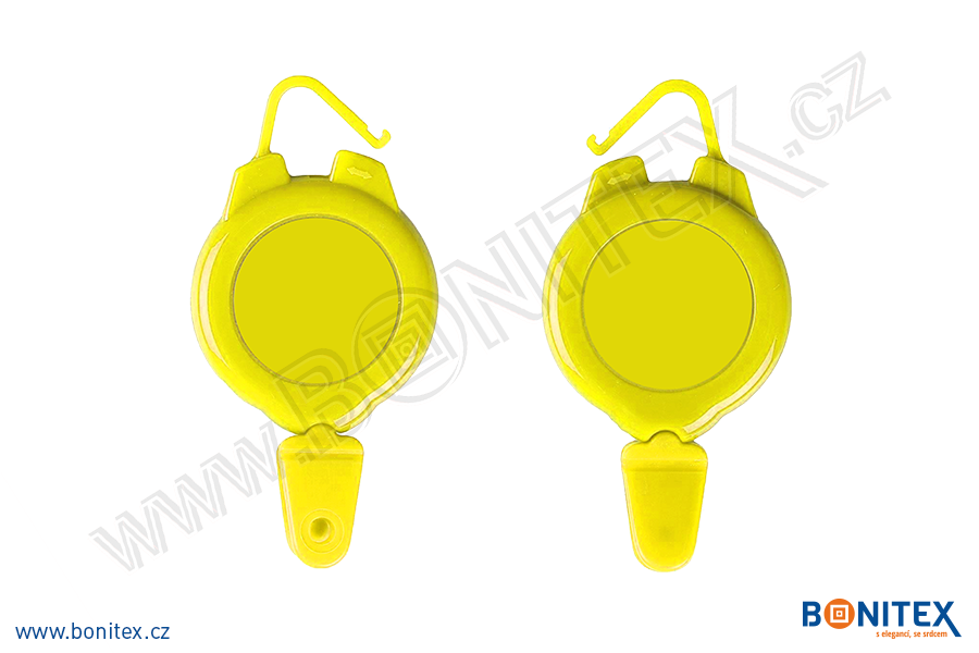 Závěs karty-ROLLER-PLAST-ABS-pr.47mm/délka šňůrky 60cm-žlutý-botinex