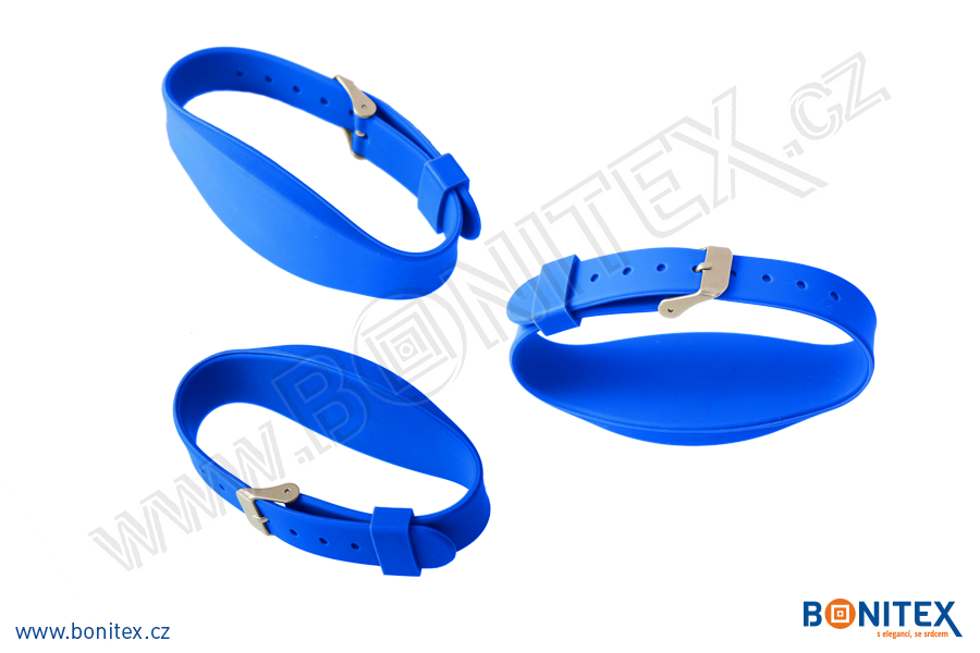 Silikonový náramek 255x17/34mm, kovová spona, s RFID 125 kHz, modrý-botinex