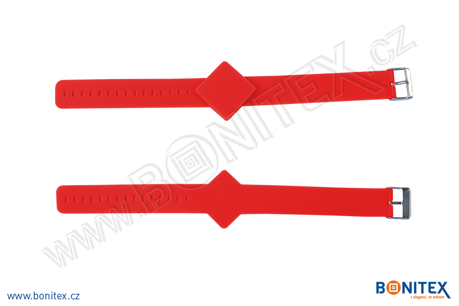 Náramek-silikon-247x20/40mm,kov.spona-s RFID-13,56 MHz-červený-botinex