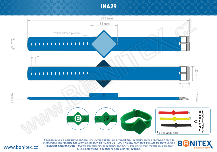 Náramek-silikon-247x20/40mm,kov.spona-s  RFID-125 kHz-modrý-botinex
