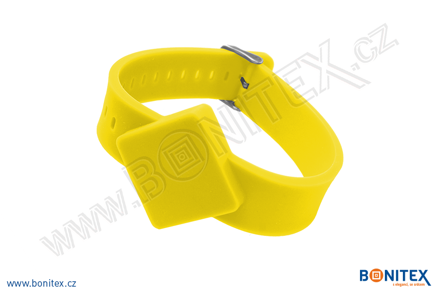 Náramek-silikon-247x20/40mm,kov.spona-s RFID-13,56 MHz-žlutý-botinex