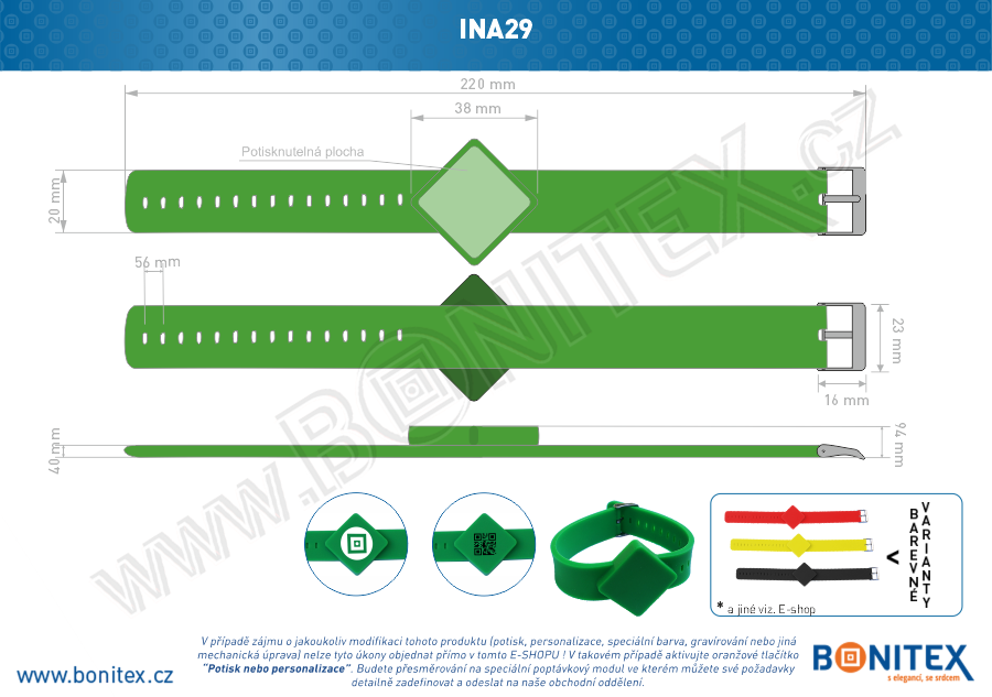 Náramek-silikon-247x20/40mm,kov.spona-s RFID-13,56 MHz-zelený-botinex