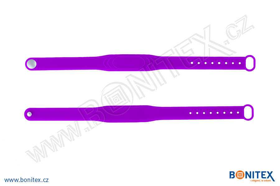 Náramek-silikon-242x13/17mm,kovový knoflík-s  RFID-13,56 MH-purpurový-botinex
